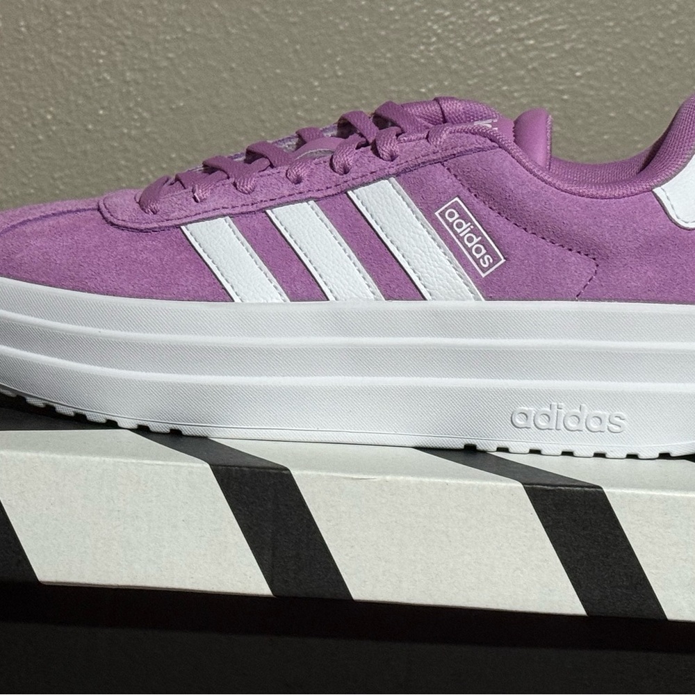 Adidas Lavender and White Platform Sneakers
